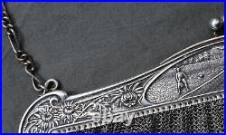 GRAND Sac Minaudière ART NOUVEAU en argent massif (french silver handbag)