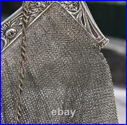 GRAND Sac Minaudière ART NOUVEAU en argent massif (french silver handbag)