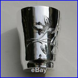 GRANDE TIMBALE EN ARGENT MASSIF ART NOUVEAU FLEURS Sterling Silver Cup 115 grams