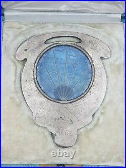 Georges FLAMAND Art Nouveau Grande médaille bronze argenté et verre émaillé