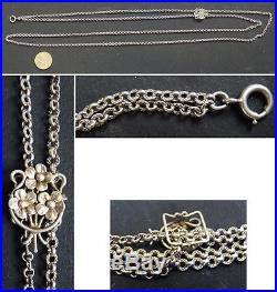 Grand Sautoir collier en argent massif avec coulant ART NOUVEAU silver chain