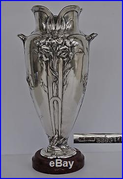 Grand Vase Gallia Christofle Art Nouveau Métal Argenté circa 1900