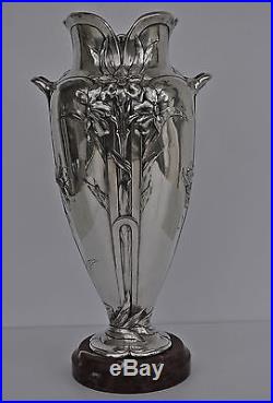 Grand Vase Gallia Christofle Art Nouveau Métal Argenté circa 1900