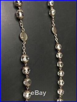 Grand chapelet cristal argent vermeil Art Nouveau Antique crystal silver rosary
