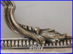 Grand plateau à anse métal argenté Louis XV décor rang de godrons coquille acant