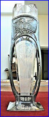 Grand vase WMF métal argenté cristal art nouveau jugendstil