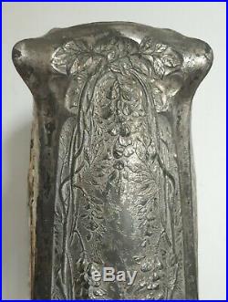 Grand vase métal argenté 1900 Art Nouveau Jugendstil (58,5 cm)