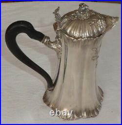 H. SOUFFLOT Exceptionnel cafetière en Argent massif époque ART NOUVEAU fleurs