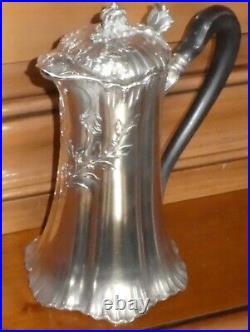 H. SOUFFLOT Exceptionnel cafetière en Argent massif époque ART NOUVEAU fleurs