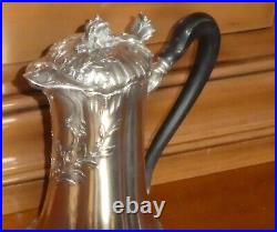 H. SOUFFLOT Exceptionnel cafetière en Argent massif époque ART NOUVEAU fleurs