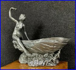 HENRY FUGÈRE (1872-1944) Importante sculpture art nouveau en étain argenté