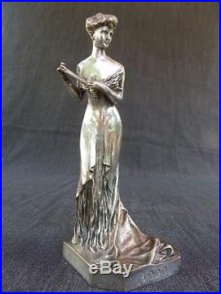 Henri Varenne 1860 / 1933 sculpture art nouveau en bronze argenté