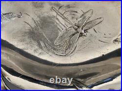 JUVENTA grand plat Art Nouveau métal argenté libellule jugendstil dish tray