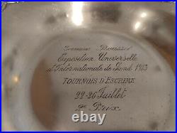 Koch & Bergfeld Silbertablett 800, plat trophée en argent massif, Escrime 1913