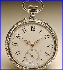 LONGINES Montre ancienne gousset ART NOUVEAU en ARGENT 1900 SILVER pocket watch