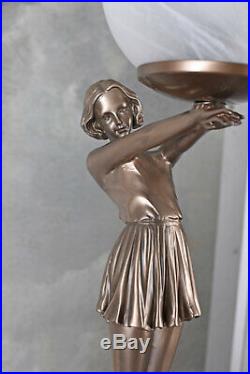 Lampe Art Déco de Table Figure Féminine Écran Boule Chevet