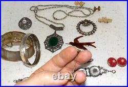 Lot de bijoux Art Nouveau Art Déco Superbe pendentif en Argent 925
