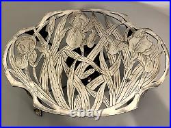 Louis Ravinet et Charles D'enfert chauffe plat Art Nouveau iris métal argenté