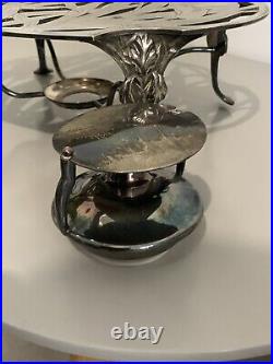 Louis Ravinet et Charles D'enfert chauffe plat Art Nouveau iris métal argenté