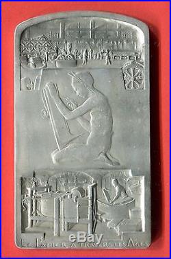 Médaille plaque Art Nouveau FABRICANTS des PAPIER de FRANCE Dautel argent