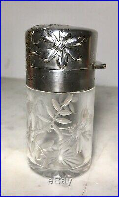 MAGNIFIQUE Flacon à sels ART-NOUVEAU XIXe 1900 Argent Massif cristal BACCARAT