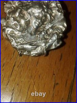 Magnifique Broche Argent Massif Art Nouveau Lucien COUDRAY C. 1900