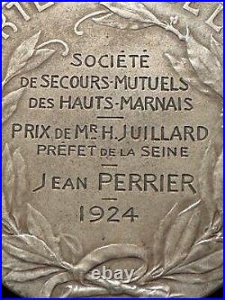 Médaille Art Nouveau argent Ville de PARIS Secours Mutuels 1924 PRUDHOMME