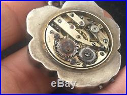 Montre Pensée Argent Emaillé Silver Enamel Watch Antique Art Nouveau Jugendstil