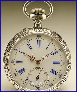Montre ancienne gousset ART NOUVEAU en ARGENT 1900 SILVER pocket watch