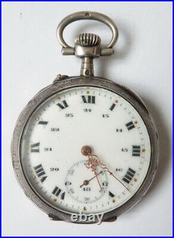 Montre gousset en ARGENT Art Nouveau vers 1900 fleurs fonctionne silver watch