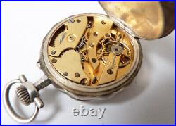 Montre gousset en ARGENT Art Nouveau vers 1900 fleurs fonctionne silver watch