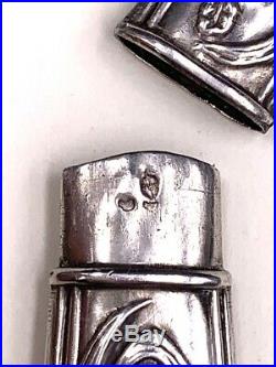Nécessaire à couture en argent Art Nouveau décor iris c. 1905 silver sewing kit