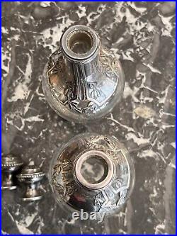 Paire De Carafe Liqueur Gallia Art Nouveau Christofle A Restaurer Metal Argente