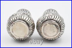 Paire De Petits Vases Balustres En Argent Massif Decor Art Nouveau