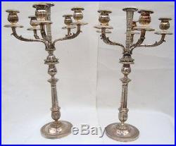 Paire candelabres bronze argenté 6 lumières candlesticks louis XVI 19ème