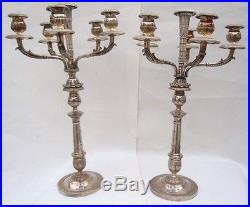 Paire de candélabres bronze argenté 6 lumières louis XVI 19ème