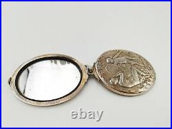 Pendentif Art Nouveau en argent double miroir scène antique poinçon d'orfèvre