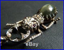 Pendentif en argent massif + perles scarabée ART NOUVEAU silver scarab pendant