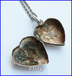 Pendentif reliquaire collier ARGENT massif coeur ART NOUVEAU 1900 silver heart