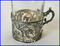 Petit Porte verre Argent massif Art Nouveau Antique silver tea glass holder