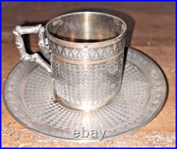 Petite tasse & soucoupe en argent poinçon Minerve poids 150gr Art Nouveau