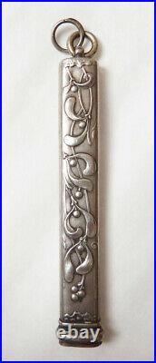 Porte crayon ARGENT pendentif chatelaine Art Nouveau 900 gui mistletoe silver