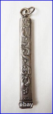 Porte crayon ARGENT pendentif chatelaine Art Nouveau 900 gui mistletoe silver