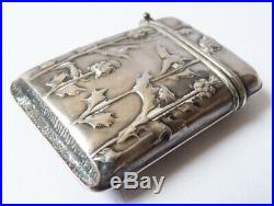 Pyrogène boite pour allumettes en argent ART NOUVEAU 1900 chardon silver box