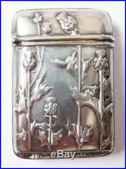 Pyrogène boite pour allumettes en argent ART NOUVEAU 1900 chardon silver box