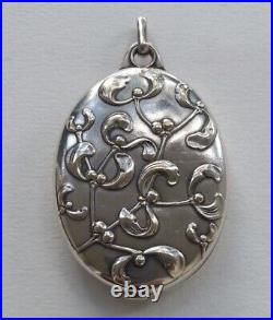 RAVISSANT ancien GRAND PENDENTIF 2 MIROIRS ART NOUVEAU décor GUI métal argenté