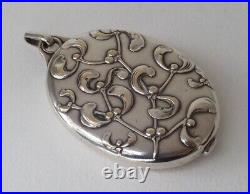 RAVISSANT ancien GRAND PENDENTIF 2 MIROIRS ART NOUVEAU décor GUI métal argenté