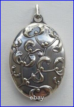 RAVISSANT ancien GRAND PENDENTIF 2 MIROIRS ART NOUVEAU décor GUI métal argenté