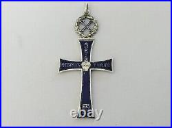 Rare Ancienne Croix De Constantin Augis Argent Massif Émaillé Art Nouveau