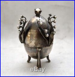 Rare! Oeuf Argent de l'Empire Russe Art Nouveau Silver Egg of Russian Empire